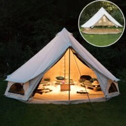 Skandika Tipii 400 Canvas Tent – Tipi-tenten – 8 Persoons Familietent - Campingtent – Muggengaas – 250 Cm Stahoogte – 400 Cm Diameter – 4000 Mm Waterkolom – Indische Tent, Partytent, Festivaltent – Outdoor, Camping, Tuin – Kamperen – Wit -Buiten Kamperen Apparatuur 1200x1200 196