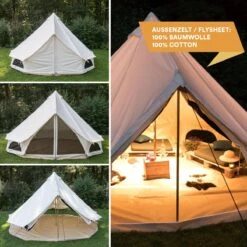 Skandika Tipii 400 Canvas Tent – Tipi-tenten – 8 Persoons Familietent - Campingtent – Muggengaas – 250 Cm Stahoogte – 400 Cm Diameter – 4000 Mm Waterkolom – Indische Tent, Partytent, Festivaltent – Outdoor, Camping, Tuin – Kamperen – Wit -Buiten Kamperen Apparatuur 1200x1200 199