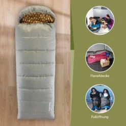 Skandika Dundee Flannel-R Slaapzak – Slaapzakken – Slaapzakken Volwassen - Maat M – Unisex - Katoen, Luxe Kwaliteit, Dubbele Slaapzak, 3 Seizoenen, Tot -20°C - 220 X 80 Cm - Outdoor Kampeerslaapzak – Ritssluiting Rechts - Grijs/geel -Buiten Kamperen Apparatuur 1200x1200 2017