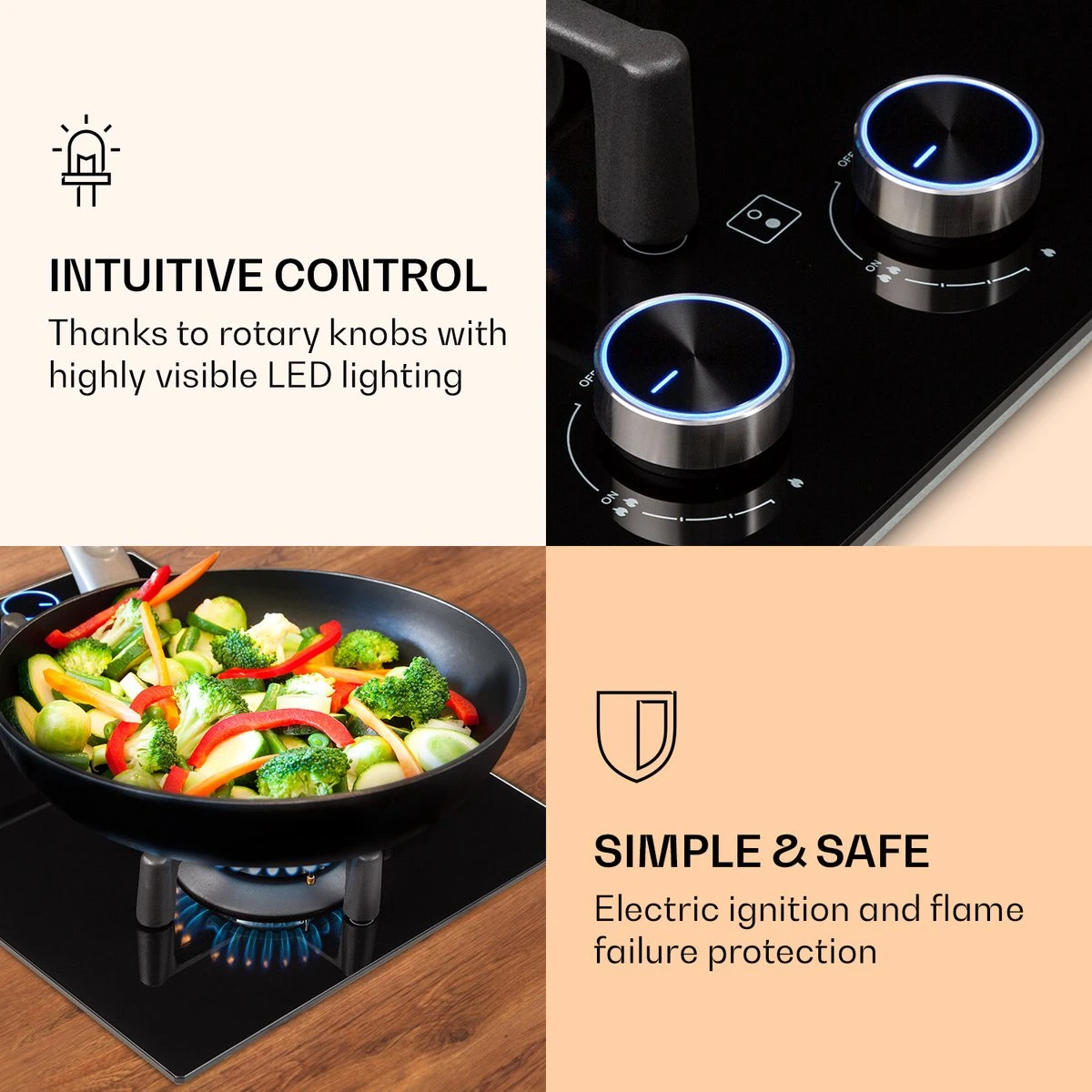 Illuminosa Domino Gaskookplaat 2-pits Sabaf Branders Glaskeramiek 7 Illuminosa Domino Gaskookplaat 2-pits Sabaf Branders Glaskeramiek - Afbeelding 5