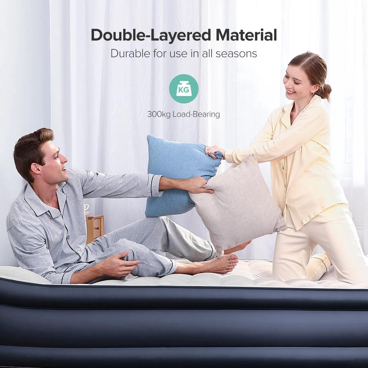 Sable Luxe Queen Size 2 Persoons Luchtmatras Met Ingebouwd Kussen, Opblaasbaar Luchtbed Met Ingebouwde Elektrische Pomp Voor Kamperen, Reizen Of Overnachtende Gasten Of Festival 4 Sable Luxe Queen Size 2 Persoons Luchtmatras Met Ingebouwd Kussen, Opblaasbaar Luchtbed Met Ingebouwde Elektrische Pomp Voor Kamperen, Reizen Of Overnachtende Gasten Of Festival - Afbeelding 2