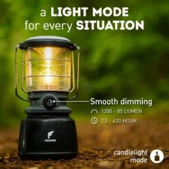 Favour L0944 Retro LED Lantaarn Hoog Vermogen 1300 Lumen, Vintage Design, Tuinlantaarn, Camping Lamp, Stormlantaarn Kleurtemperatuur Instelbaar Warm Wit Tot Koel Wit, Traploos Dimbaar Incl. Kaarslichtstand -Buiten Kamperen Apparatuur 1200x1200 2314