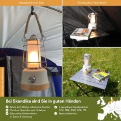Skandika Kiruna LED-Lamp – Tentlampen – Campinglampen – Buiten Lantaarn – Buitenverlichting – Buiten Lamp - Retro Outdoor Camping Lamp Met Powerbank, Traploos Dimbaar, Draadloos, Oplaadbare Batterij, USB, Warm En Koud Wit, 75h Lichtduur – Groen -Buiten Kamperen Apparatuur 1200x1200 2319