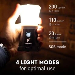 Favour L0717 Camping Lamp Oplaadbaar LED, 200 Lumen, IPX7 Waterdicht, Drijvend, Schokbestendig, Draagbare Kampeerlamp, Tentlamp, Vislamp, Geïntegreerde Oplaadbare Batterij -Buiten Kamperen Apparatuur 1200x1200 2358