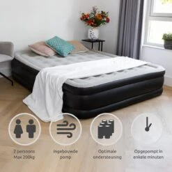BluMill Luchtbed - 2-persoons - Ingebouwde Pomp - 203x152x36 Cm - Duurzame Keuze -Buiten Kamperen Apparatuur 1200x1200 241
