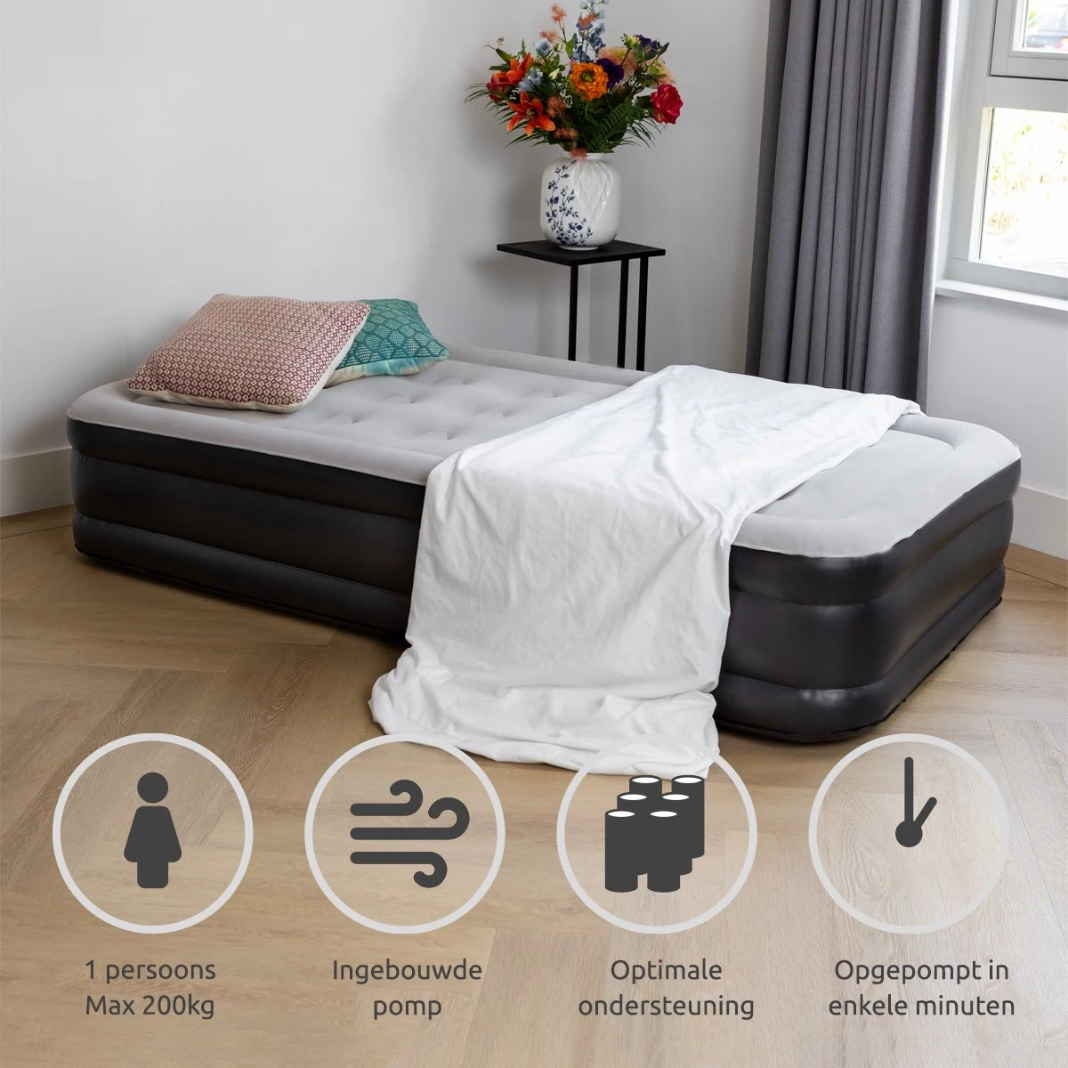 BluMill Eenpersoons Luchtbed - Met Ingebouwde Pomp - Luchtbed Zelfopblazend - Incl. Draagtas - 191x99x36 Cm 7 BluMill Eenpersoons Luchtbed - Met Ingebouwde Pomp - Luchtbed Zelfopblazend - Incl. Draagtas - 191x99x36 Cm - Afbeelding 5
