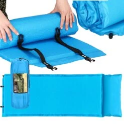 Springos Slaapmat | Zelfopblazend | 186 Cm | Inclusief Hoes & Hoofdkussen | Lichtblauw -Buiten Kamperen Apparatuur 1200x1200 367