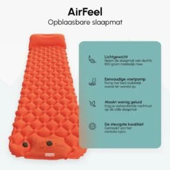 AirFeel Lichtgewicht Opsblaasbaar Slaapmatje - Ingebouwde Pomp En Kussen - 196 X 60 X 6 Cm - Orange 12 AirFeel Lichtgewicht Opsblaasbaar Slaapmatje - Ingebouwde Pomp En Kussen - 196 X 60 X 6 Cm - Orange -Buiten Kamperen Apparatuur 1200x1200 397