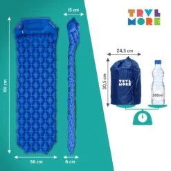 TRVLMORE Slaapmat - Zelfopblazend - 1 Persoons - Ingebouwde Pomp En Kussen - Blauw -Buiten Kamperen Apparatuur 1200x1200 410