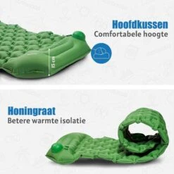 TRVLMORE Slaapmat - Zelfopblazend - 1 Persoons - Ingebouwde Pomp En Kussen - Groen -Buiten Kamperen Apparatuur 1200x1200 424