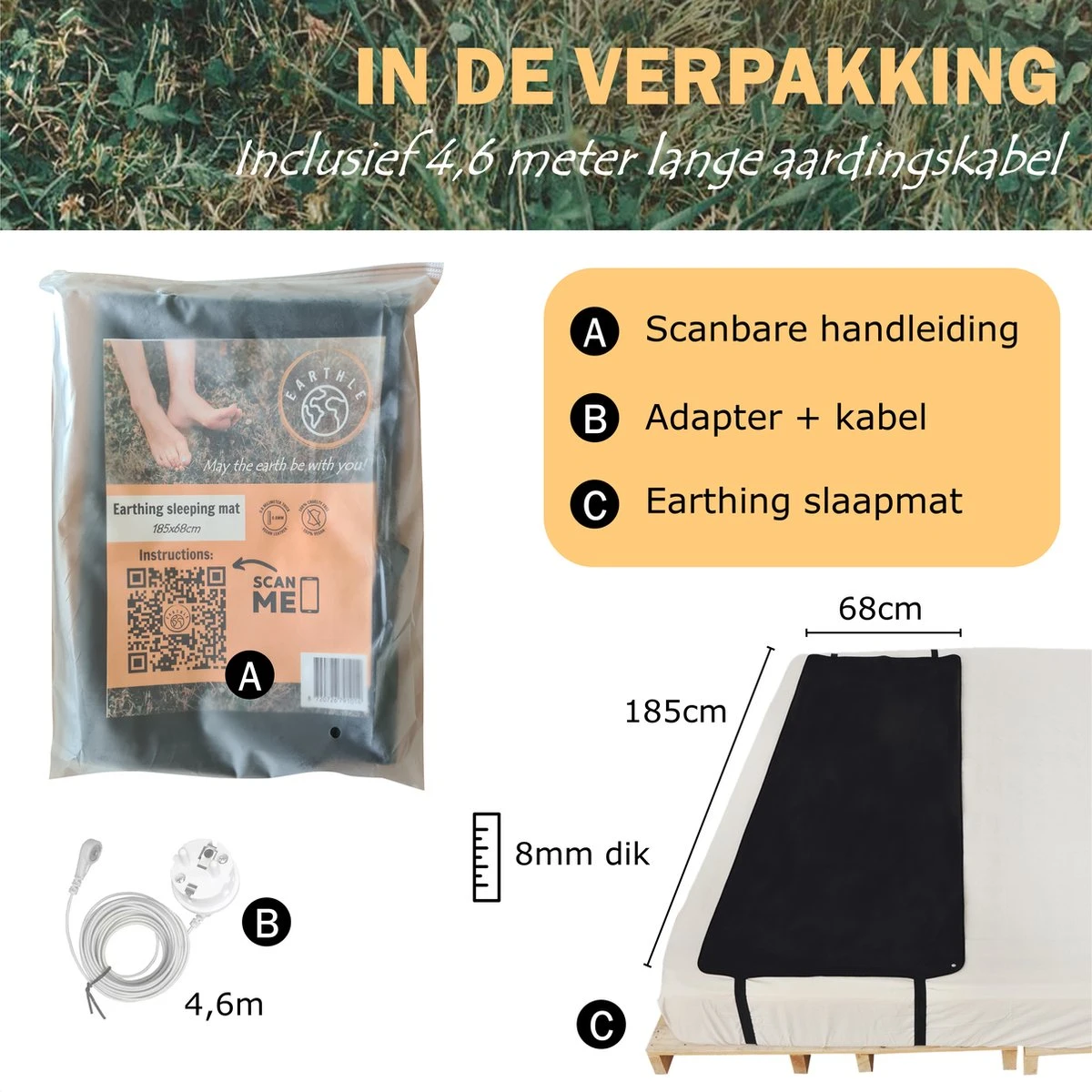 Earthle Earthing Slaapmat - Aardingsmat - Aarden - Earthing Mat - Aarding - Grounding Mat 4 Earthle Earthing Slaapmat - Aardingsmat - Aarden - Earthing Mat - Aarding - Grounding Mat - Afbeelding 2
