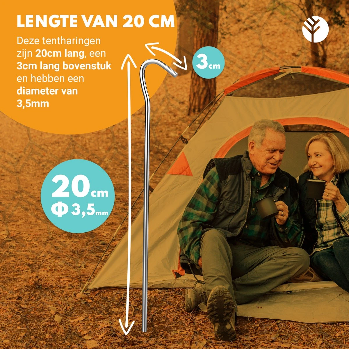 Stalen Haringen Set Van 50st. - Premium Staal - Grondanker - Tent Haring - Grondhaken - Tent Spijker - 20cm Lang - 3cm Haak - 3,5mm Premium Dikte Tentharing - Groots® 4 Stalen Haringen Set Van 50st. - Premium Staal - Grondanker - Tent Haring - Grondhaken - Tent Spijker - 20cm Lang - 3cm Haak - 3,5mm Premium Dikte Tentharing - Groots® - Afbeelding 2