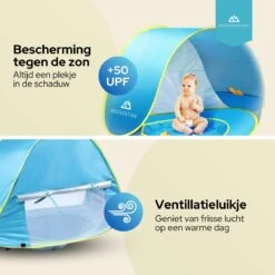 Needventure Baby Strandtent - Pop Up Tent - Windscherm Strand - Camping Strandtentje - Speeltent - Blauw -Buiten Kamperen Apparatuur 1200x1200 615