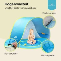Needventure Baby Strandtent - Pop Up Tent - Windscherm Strand - Camping Strandtentje - Speeltent - Blauw -Buiten Kamperen Apparatuur 1200x1200 616