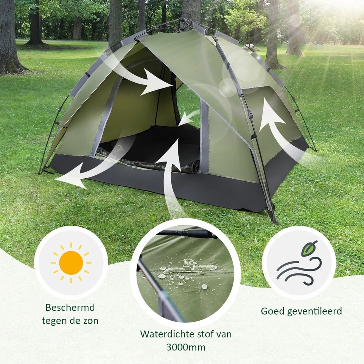 Sens Design Pop Up Tent - Tent - 2-3 Personen 8 Sens Design Pop Up Tent - Tent - 2-3 Personen - Afbeelding 6