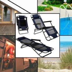 Ligstoel 155x60cm - Opvouwbaar Campingstoel Ligbed Strandstoel Tuinstoel Vouwligstoel Blauw -Buiten Kamperen Apparatuur 1200x1200 895