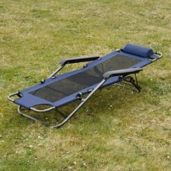 Ligstoel 155x60cm - Opvouwbaar Campingstoel Ligbed Strandstoel Tuinstoel Vouwligstoel Blauw -Buiten Kamperen Apparatuur 1200x1200 898