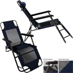 Ligstoel 155x60cm - Opvouwbaar Campingstoel Ligbed Strandstoel Tuinstoel Vouwligstoel Blauw -Buiten Kamperen Apparatuur 1200x1200 899