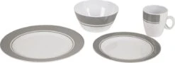 Bo-Camp - Servies - Classic - 16-Delig - Wit/Grijs -Buiten Kamperen Apparatuur 1200x432