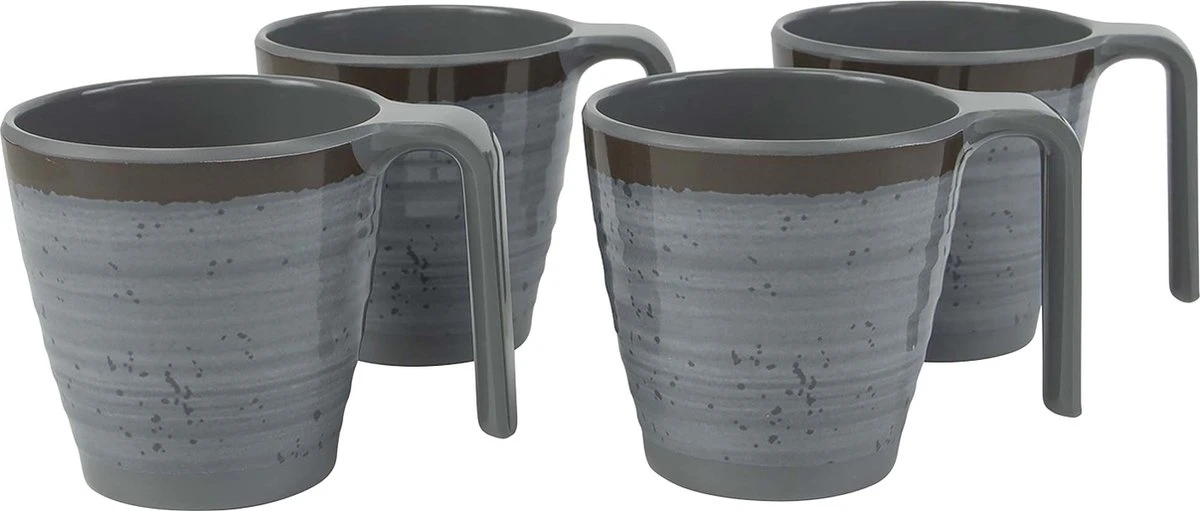 Bo-Camp - Mok - Halo - M - Grijs - 4 Stuks 3 Bo-Camp - Mok - Halo - M - Grijs - 4 Stuks