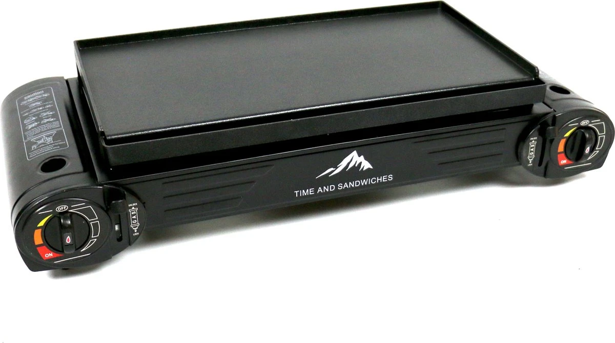 T&S - Draagbaar Dubbel Gasvuur Met Grillplaat - Camping Kooktoestel - Kookstel - Bakplaat - Gasfornuis - 2 Pits - Elektrische Ontsteking - Kookvuur - Kampeer Vuur 3 T&S - Draagbaar Dubbel Gasvuur Met Grillplaat - Camping Kooktoestel - Kookstel - Bakplaat - Gasfornuis - 2 Pits - Elektrische Ontsteking - Kookvuur - Kampeer Vuur