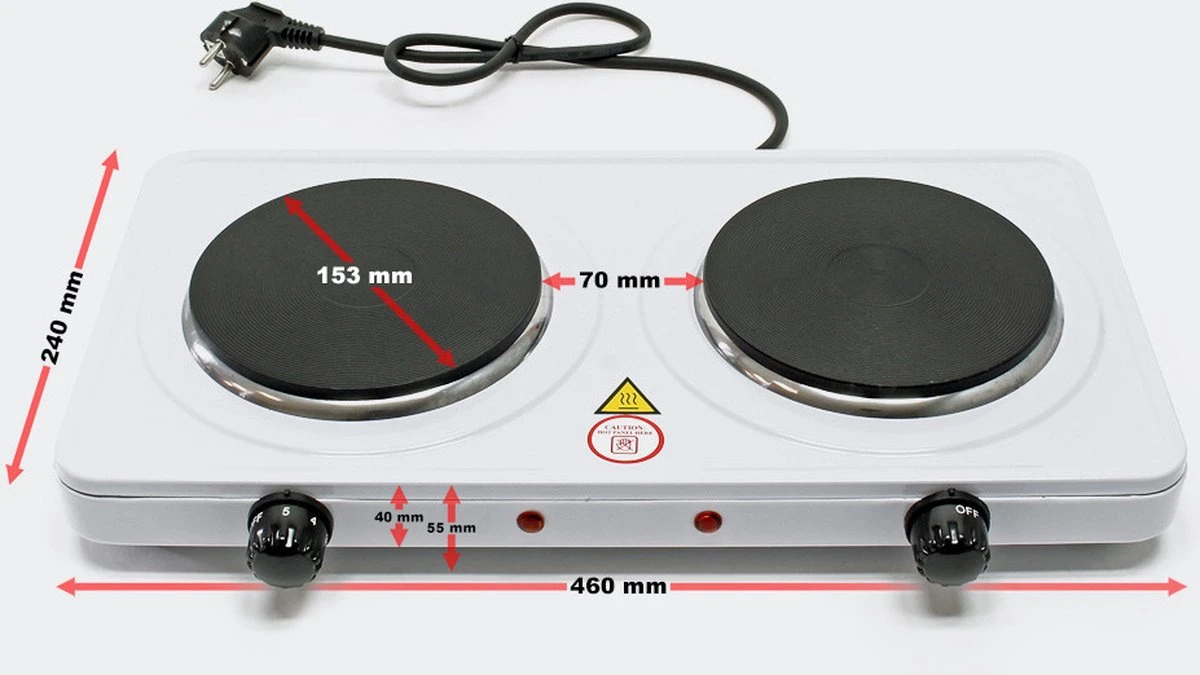 Dubbele Elektrische Kookplaat 2-Pits - Losse Camping Kookstel Fornuis - Kooktoestel Kampeer Kookstel 8 Dubbele Elektrische Kookplaat 2-Pits - Losse Camping Kookstel Fornuis - Kooktoestel Kampeer Kookstel - Afbeelding 6