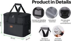 Packaway 4 Laags Geïsoleerde Koeltas - Lunchtas 40 Liter - Zwart -Buiten Kamperen Apparatuur 1200x699 4