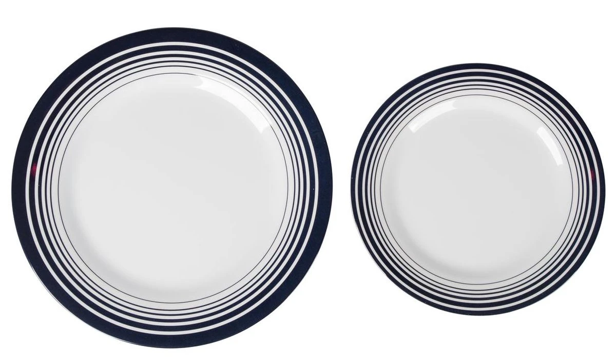 Bo-Camp - Servies - Classic - 16-Delig - Wit/Navy 7 Bo-Camp - Servies - Classic - 16-Delig - Wit/Navy - Afbeelding 5