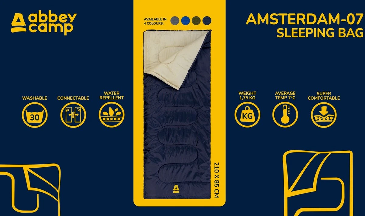 Abbey Camp Slaapzak Amsterdam-07 - Dekenmodel - 210 X 85 Cm - Kobalt 8 Abbey Camp Slaapzak Amsterdam-07 - Dekenmodel - 210 X 85 Cm - Kobalt - Afbeelding 6