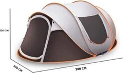 Fly Lab Luxe Pop Up Tent - Kampeer Tent - Grijs/Oranje - 4 Persoons -Buiten Kamperen Apparatuur 1200x714