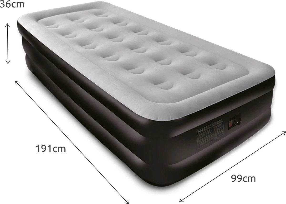 BluMill Eenpersoons Luchtbed - Met Ingebouwde Pomp - Luchtbed Zelfopblazend - Incl. Draagtas - 191x99x36 Cm 6 BluMill Eenpersoons Luchtbed - Met Ingebouwde Pomp - Luchtbed Zelfopblazend - Incl. Draagtas - 191x99x36 Cm - Afbeelding 4