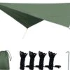 Merkloos TDR - Outdoor Draagbaar Zonnescherm Met Opbergtas - Waterdicht - Tarps Voor Kamperen 300 *300cm - 3-4 Personen -Leger Groen