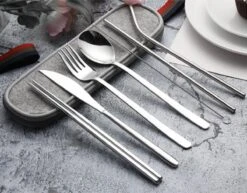 House Of Husk Reisbestek - Reis Bestekset - Chopsticks - Metalen Rietjes Met Borstel - Lepel - Vaatwasserbestendig - RVS - 7 Delig - Zilver -Buiten Kamperen Apparatuur 1200x940 7