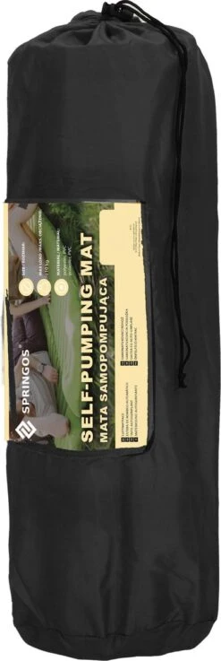Springos Slaapmat | Zelfopblazend | 180 Cm | Inclusief Hoes | Zwart -Buiten Kamperen Apparatuur 402x1200