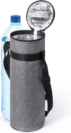 Merkloos Flessenkoeler - Koeltas Fles - Champagnekoeler - Wijnkoeler - Isolatie - Volwassenen - Dames - Heren - 11 X 35 Cm - 1,5 Liter - Gerecyclede PET Flessen - Polyester - Aluminium - Grijs -Buiten Kamperen Apparatuur 642x1200